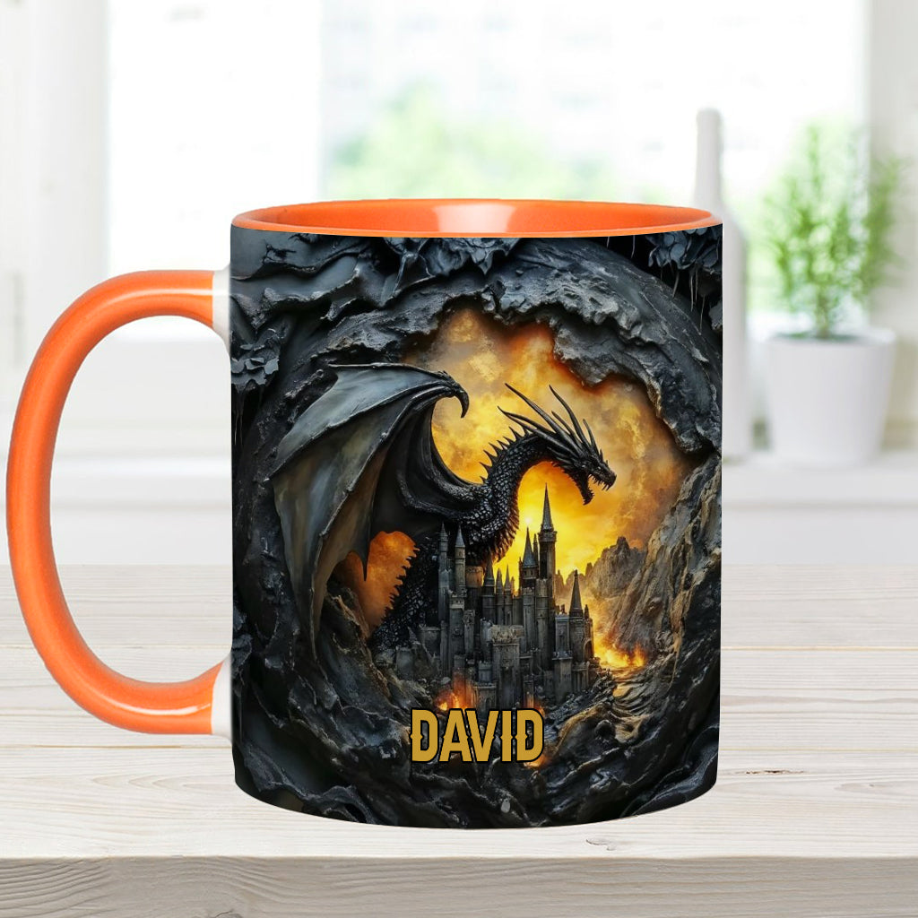 Personalized Dragon Accent Mug Dragons With Castle Gift For Someone Who Loves Dragonflies - Image 11