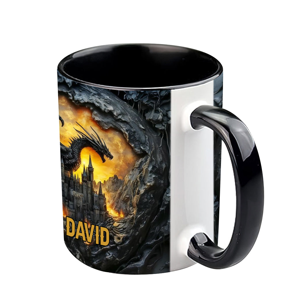 Personalized Dragon Accent Mug Dragons With Castle Gift For Someone Who Loves Dragonflies - Image 5