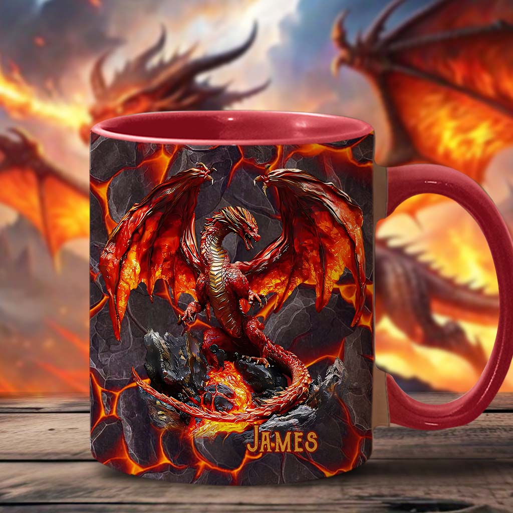 Personalized Dragon Accent Mug Fire Dragon Dragon Gifts For Him