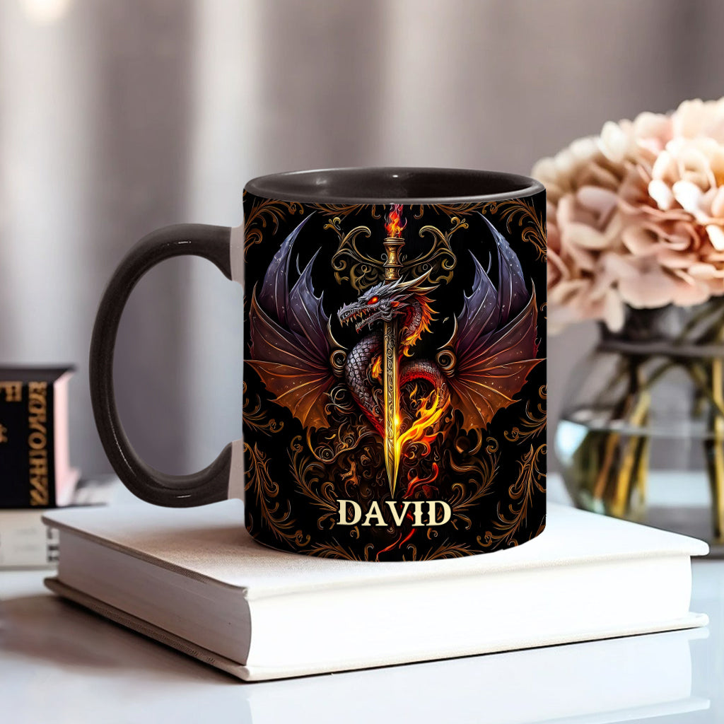 Personalized Dragon Accent Mug Heart Of A Dragon Dragonfly Gift Ideas For Friends - Image 2