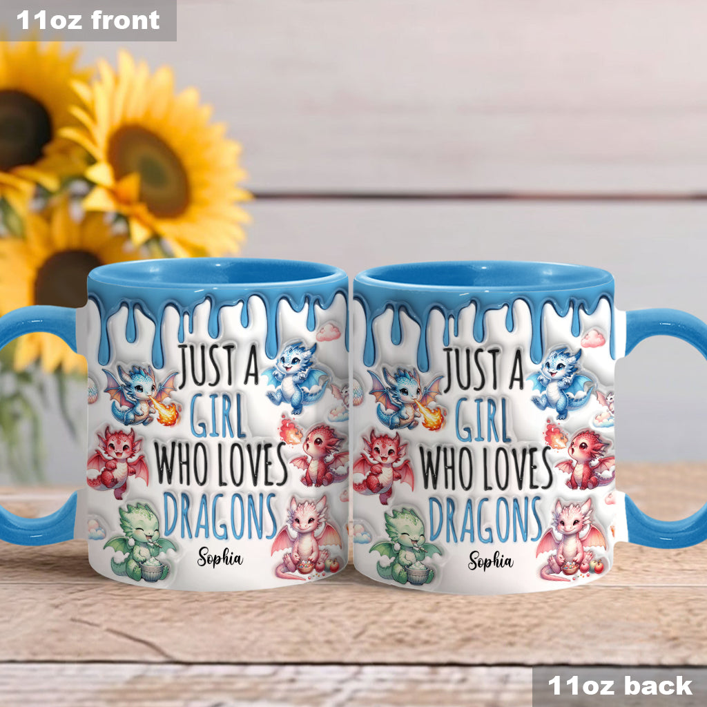 Personalized Dragon Accent Mug Just A Girl Who Loves Dragons Unique Dragon Gifts - Image 3