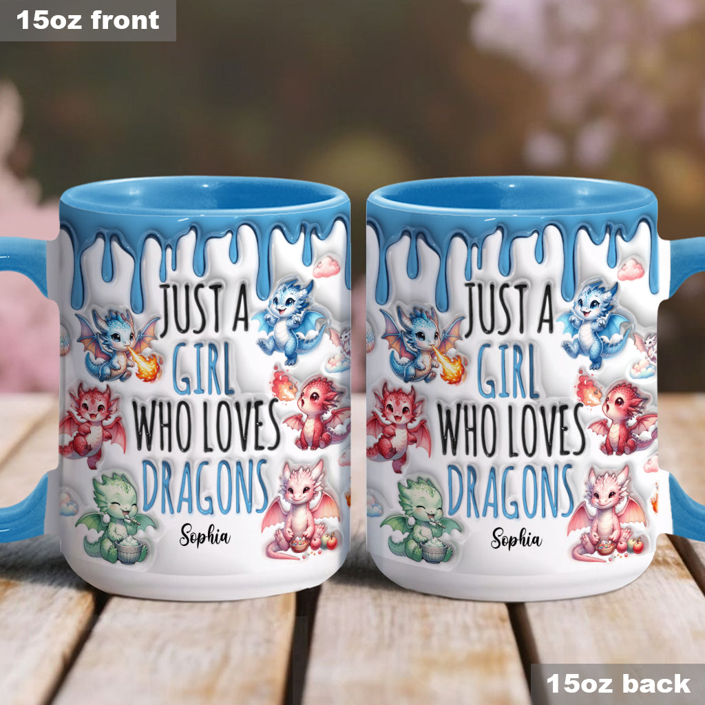 Personalized Dragon Accent Mug Just A Girl Who Loves Dragons Unique Dragon Gifts - Image 4
