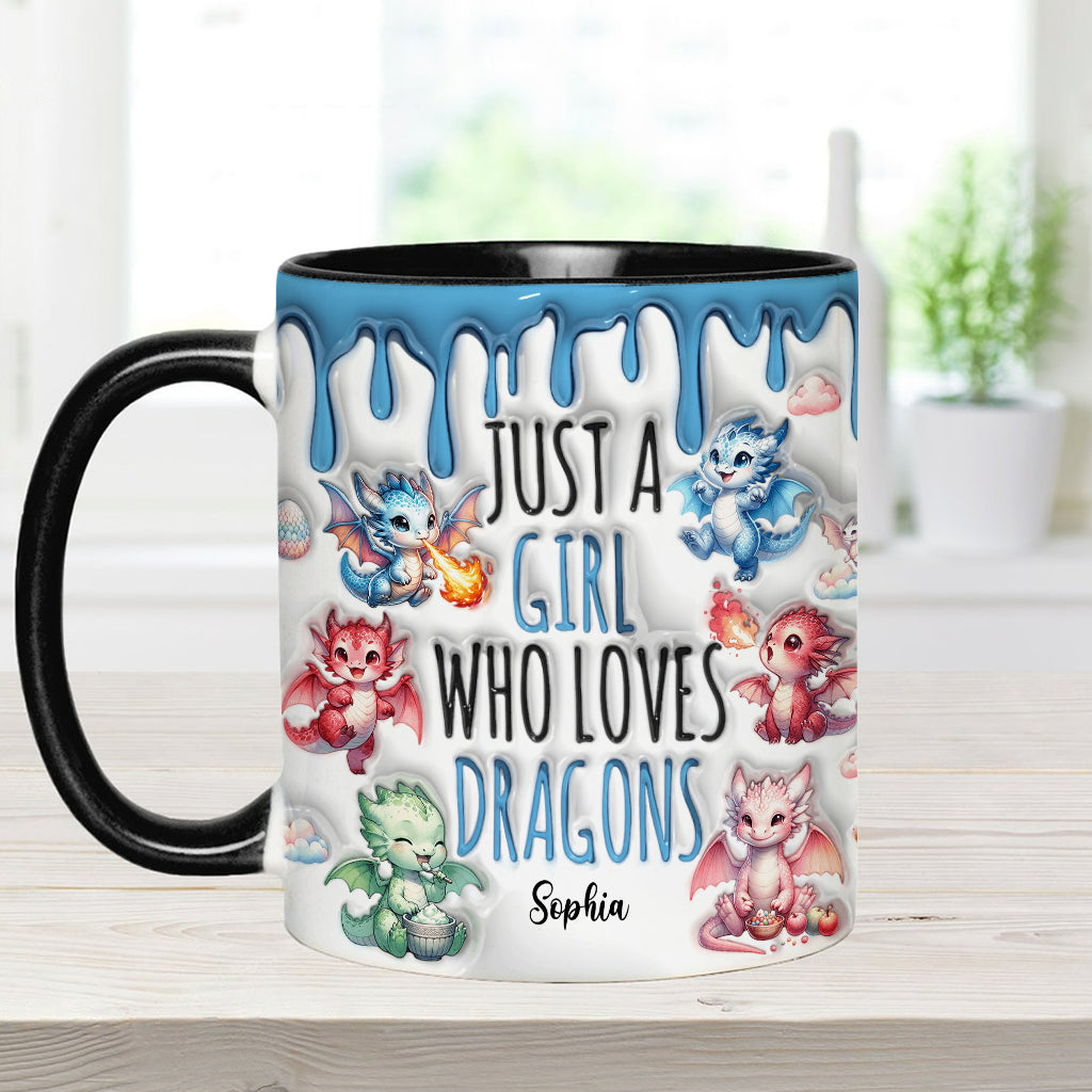 Personalized Dragon Accent Mug Just A Girl Who Loves Dragons Unique Dragon Gifts - Image 6