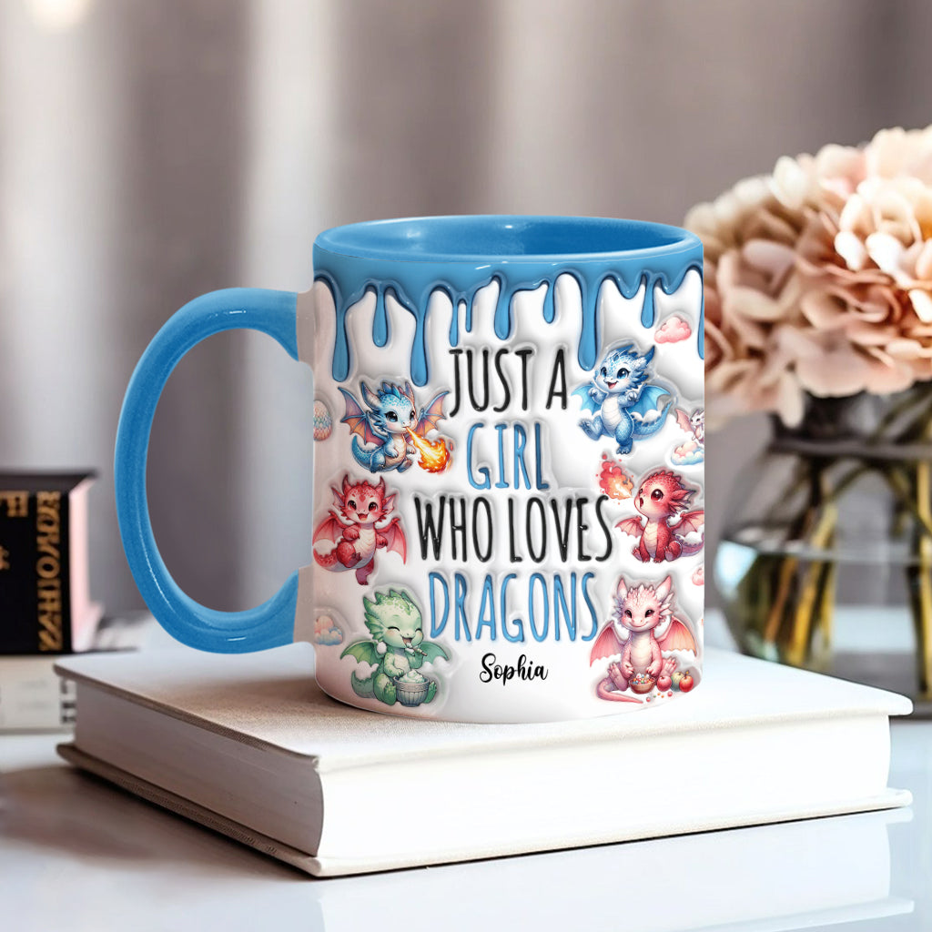 Personalized Dragon Accent Mug Just A Girl Who Loves Dragons Unique Dragon Gifts - Image 2