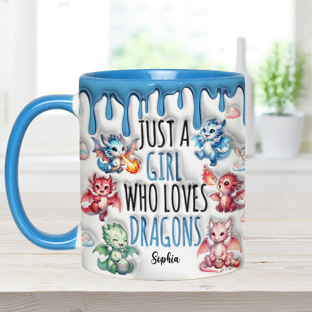 Personalized Dragon Accent Mug Just A Girl Who Loves Dragons Unique Dragon Gifts - Image 9