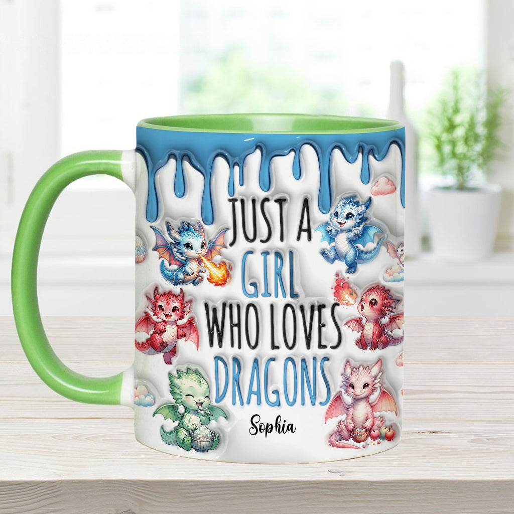Personalized Dragon Accent Mug Just A Girl Who Loves Dragons Unique Dragon Gifts - Image 8