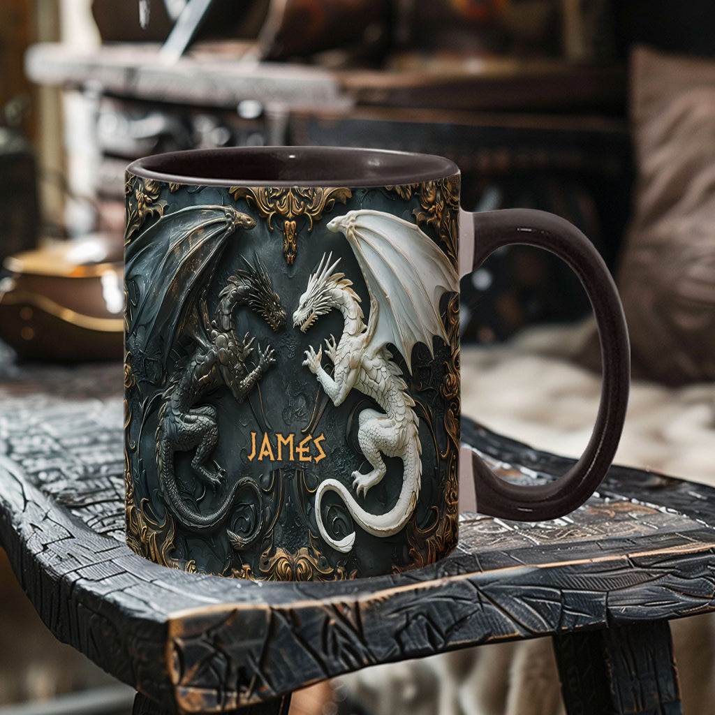 Personalized Dragon Accent Mug Love Dragons Gift For Dragon Lover