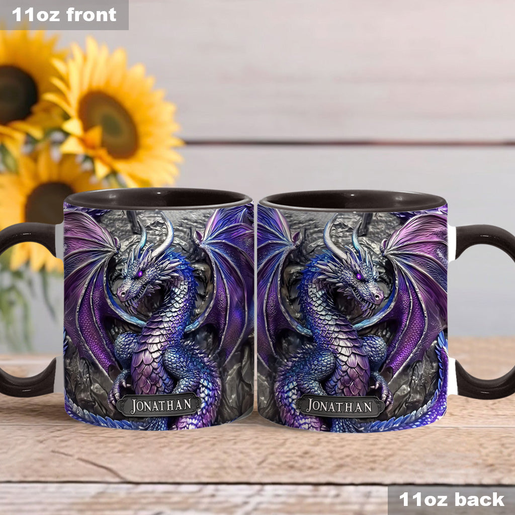 Personalized Dragon Accent Mug Purple Dragon Presents For Dragon Lovers - Image 3