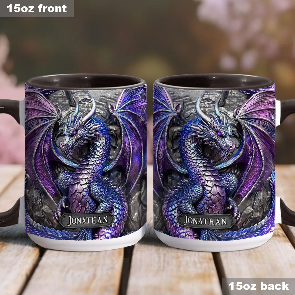 Personalized Dragon Accent Mug Purple Dragon Presents For Dragon Lovers - Image 4