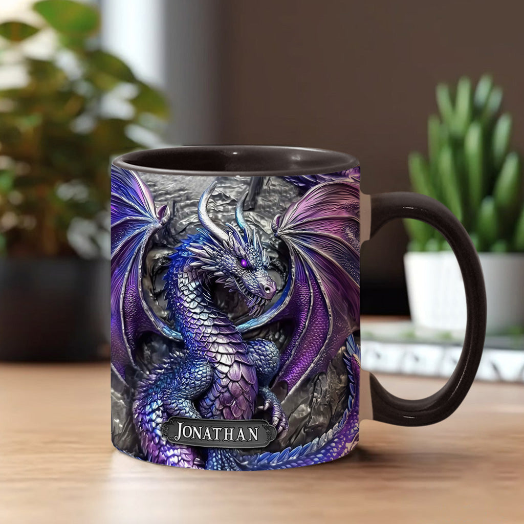 Personalized Dragon Accent Mug Purple Dragon Presents For Dragon Lovers - Image 2