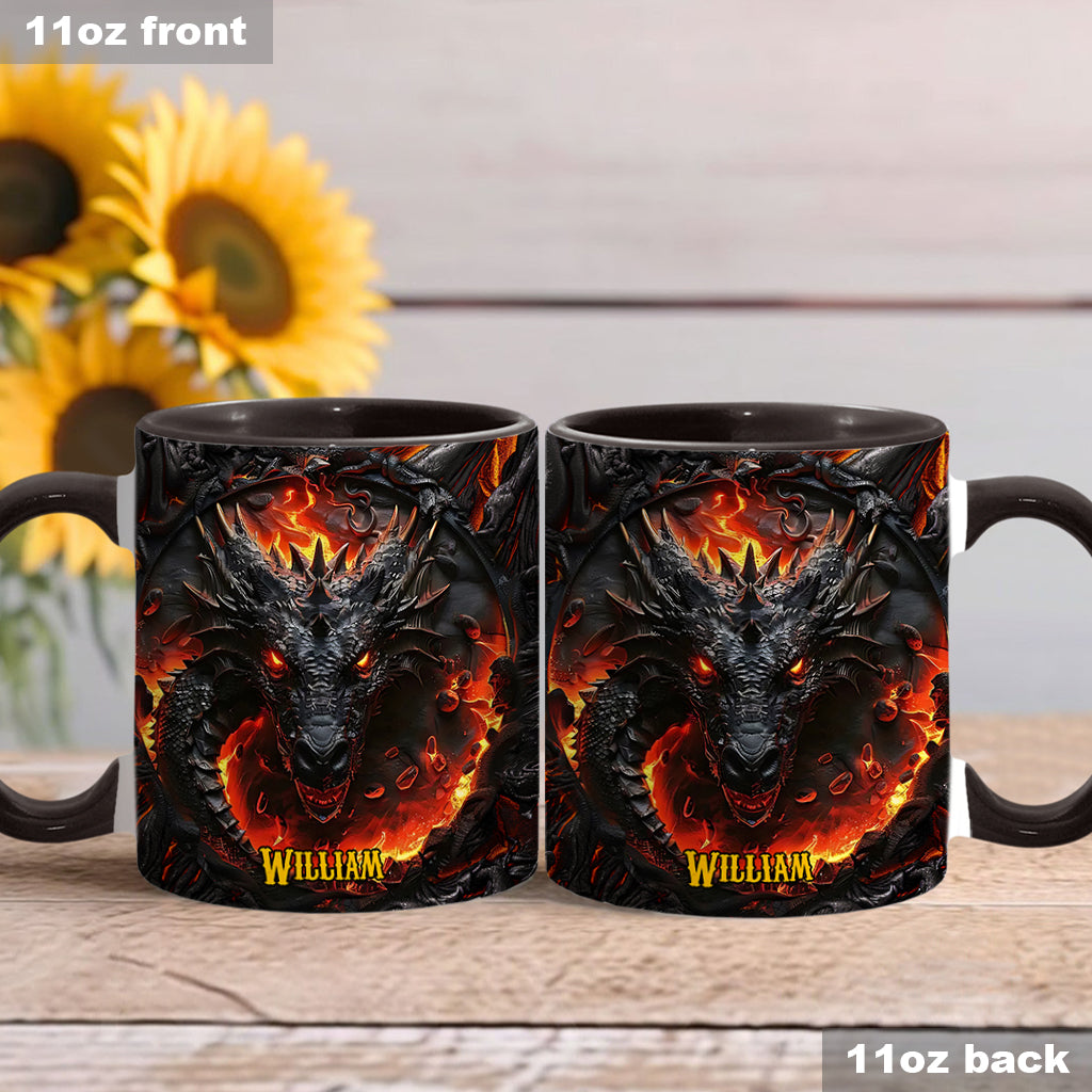 Personalized Dragon Accent Mug Red Fire Dragon Gift For Someone Who Loves Dragonflies - Image 3