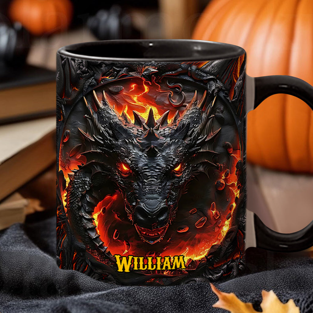 Personalized Dragon Accent Mug Red Fire Dragon Gift For Someone Who Loves Dragonflies