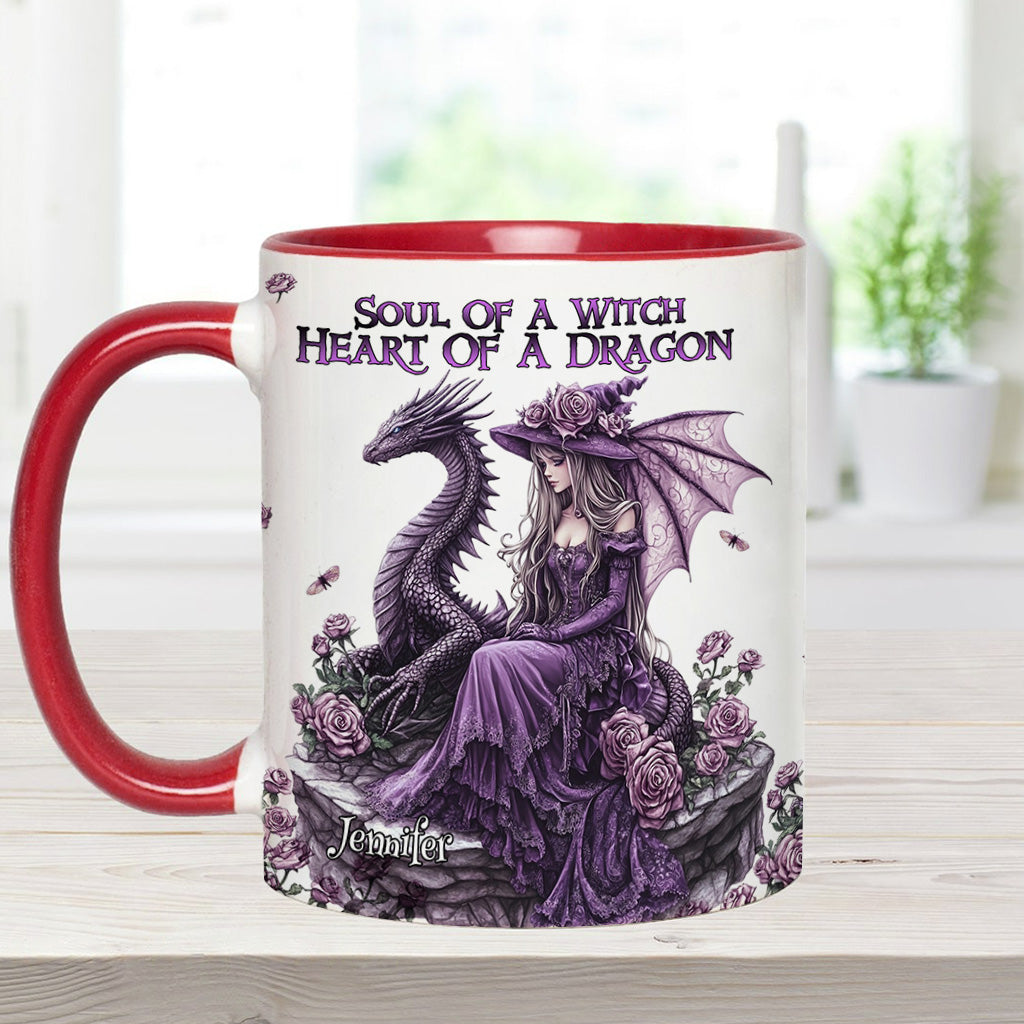 Personalized Dragon Accent Mug Soul Of A Witch Heart Of A Dragon Dragonfly Gifts For Mom - Image 7
