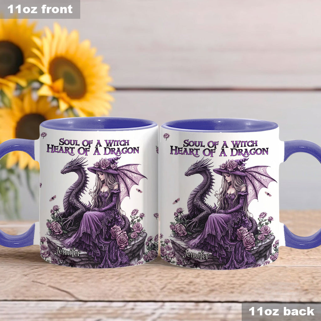 Personalized Dragon Accent Mug Soul Of A Witch Heart Of A Dragon Dragonfly Gifts For Mom - Image 3