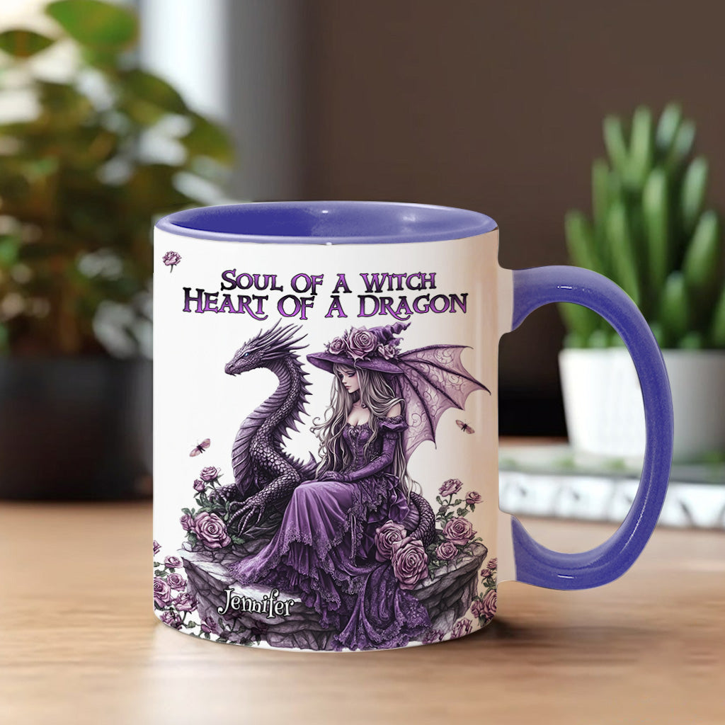 Personalized Dragon Accent Mug Soul Of A Witch Heart Of A Dragon Dragonfly Gifts For Mom - Image 2