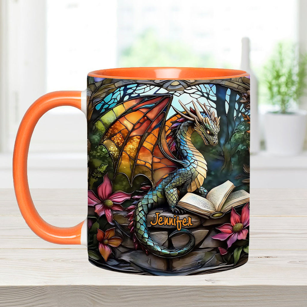Personalized Dragon Accent Mug Stained Glass Dragon Unique Dragonfly Gifts For Him - Image 12