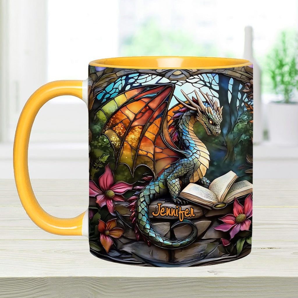 Personalized Dragon Accent Mug Stained Glass Dragon Unique Dragonfly Gifts For Him - Image 13