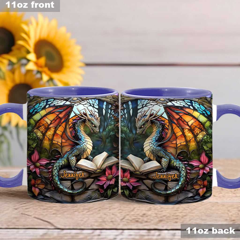 Personalized Dragon Accent Mug Stained Glass Dragon Unique Dragonfly Gifts For Him - Image 4