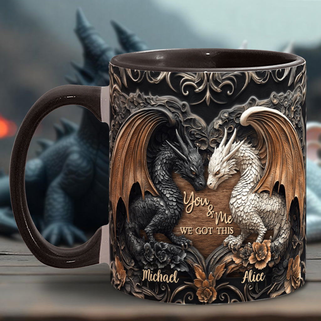 Personalized Dragon Accent Mug You & Me We Got This Dragon Gifts For Her