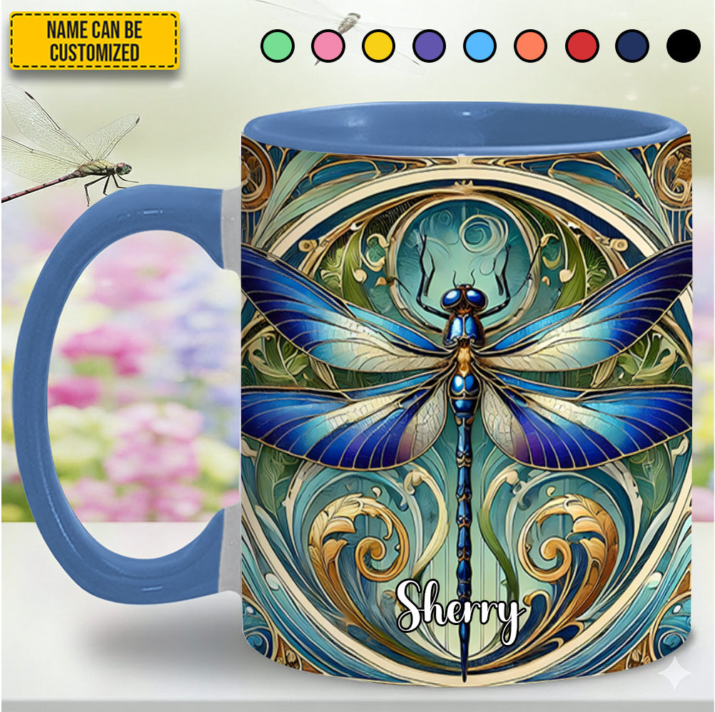 Personalized Dragonfly Accent Mug Beautiful Dragonfly Best Dragonfly Gifts For Christmas
