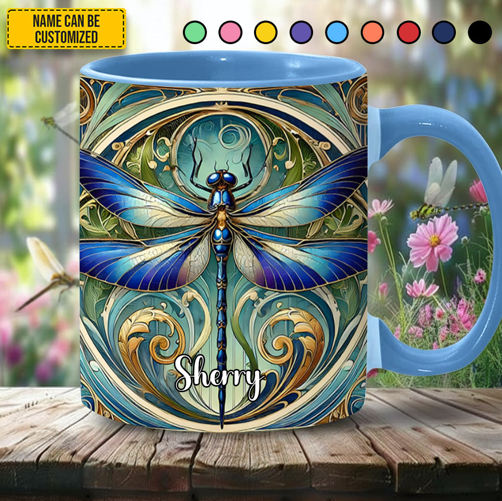 Personalized Dragonfly Accent Mug Beautiful Dragonfly Best Dragonfly Gifts For Christmas - Image 3