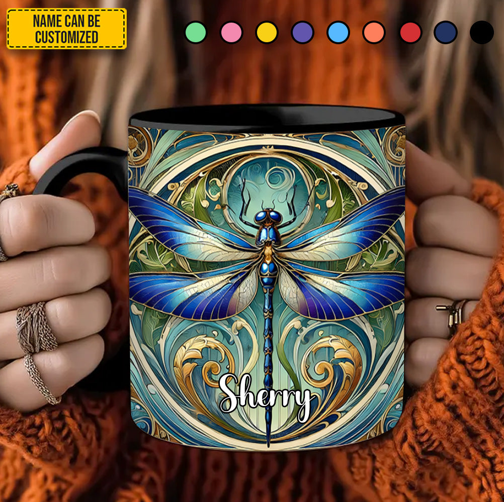 Personalized Dragonfly Accent Mug Beautiful Dragonfly Best Dragonfly Gifts For Christmas - Image 5
