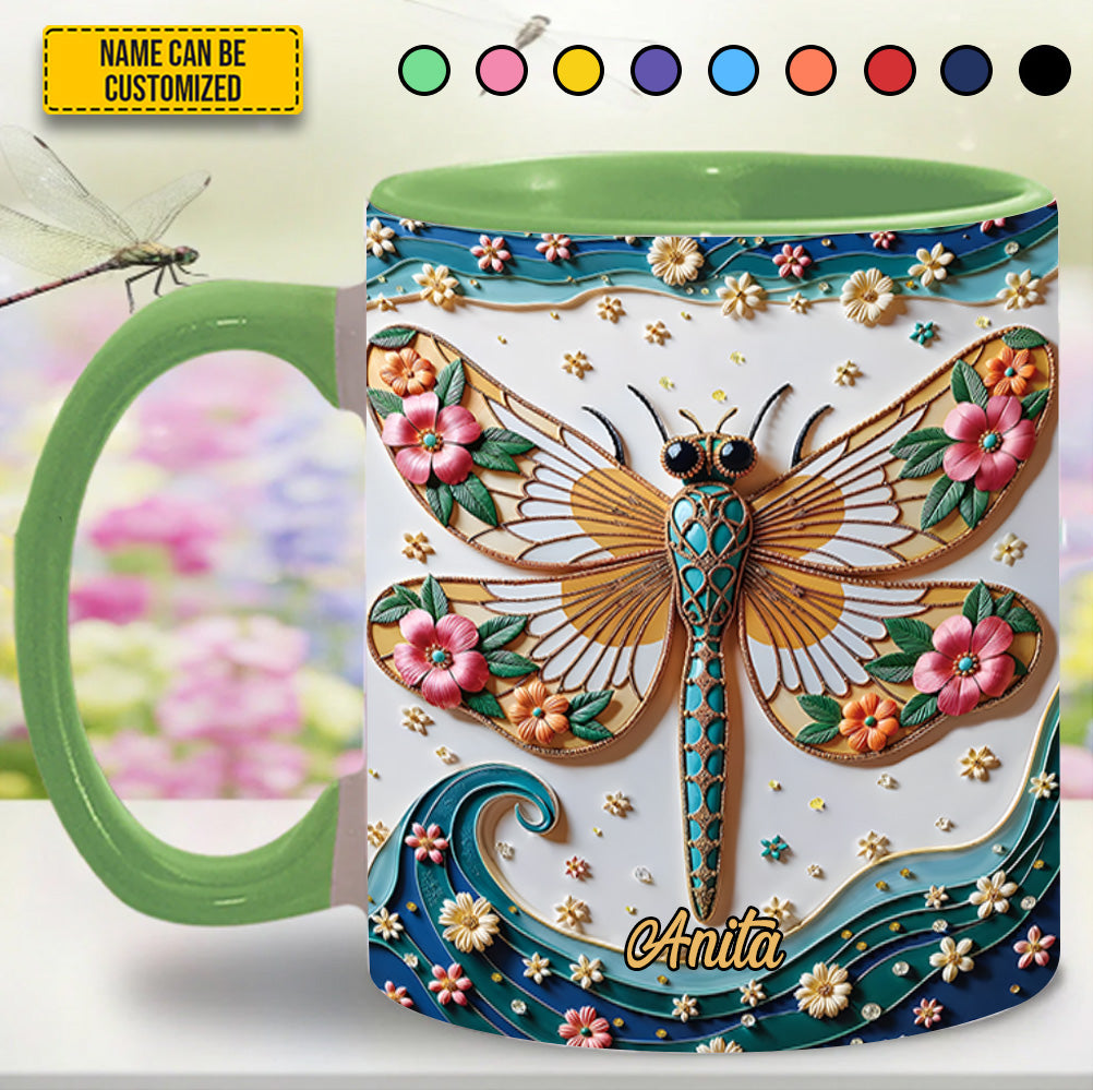 Personalized Dragonfly Accent Mug Dragonfly Floral Dragonfly Gifts For Girl
