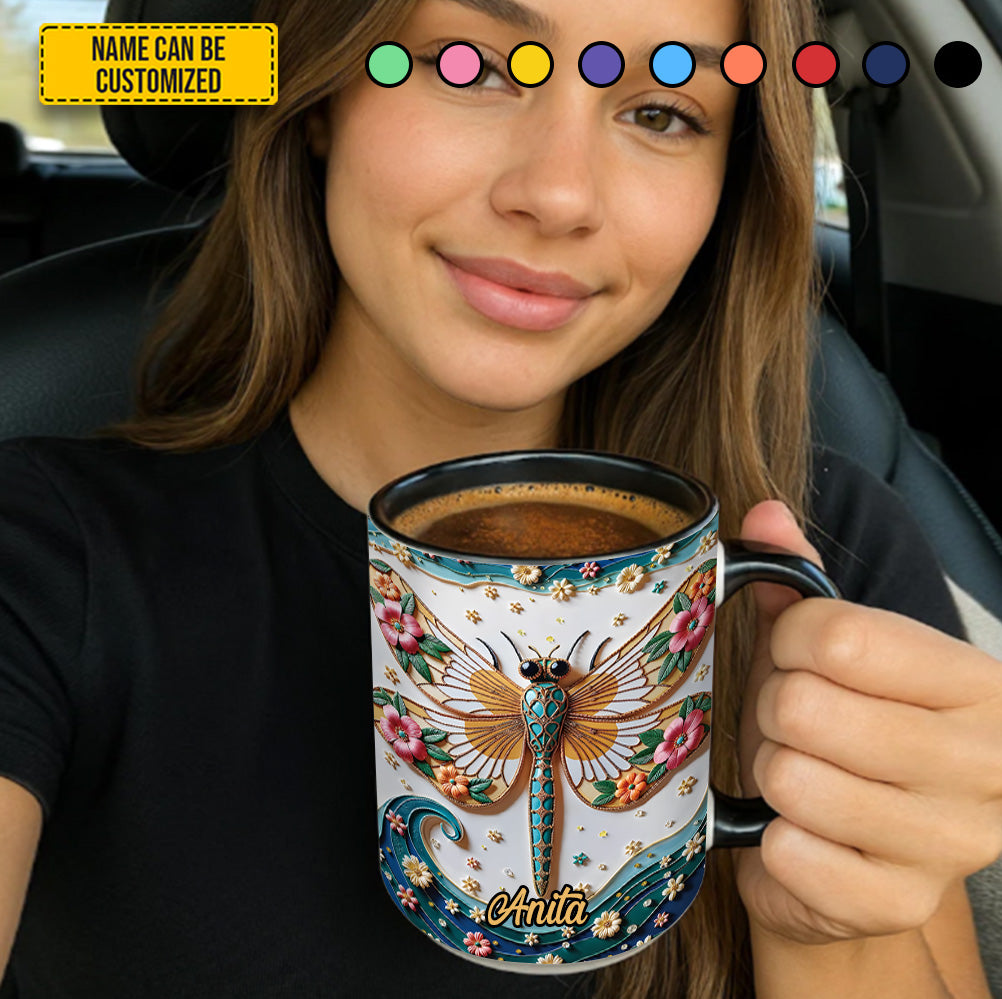 Personalized Dragonfly Accent Mug Dragonfly Floral Dragonfly Gifts For Girl - Image 5