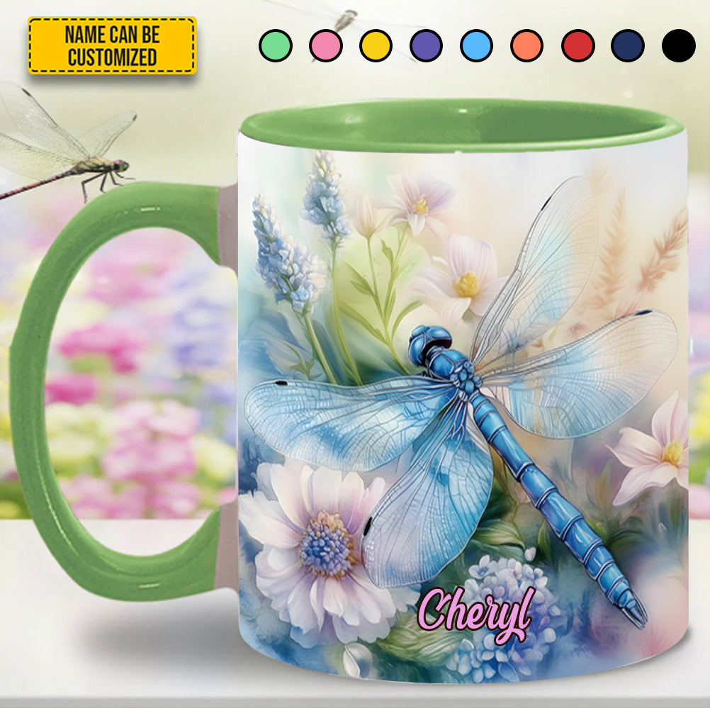 Personalized Dragonfly Accent Mug Dragonfly Flowers Dragonfly Themed Gift Items - Image 3