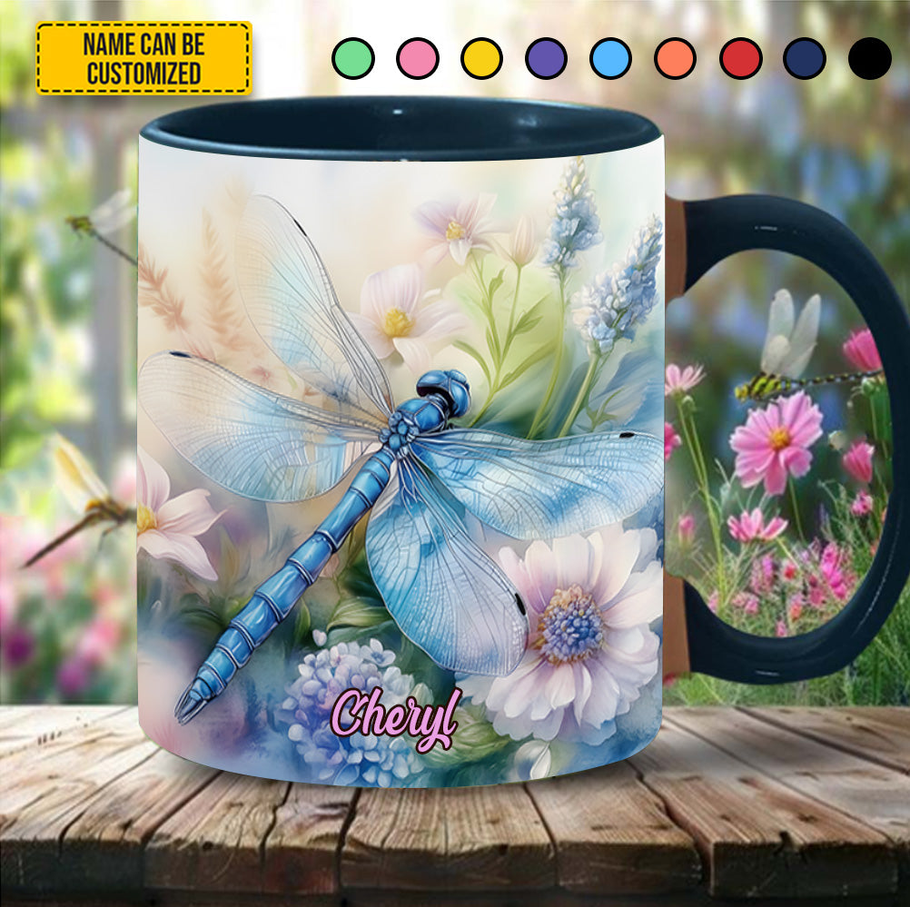 Personalized Dragonfly Accent Mug Dragonfly Flowers Dragonfly Themed Gift Items