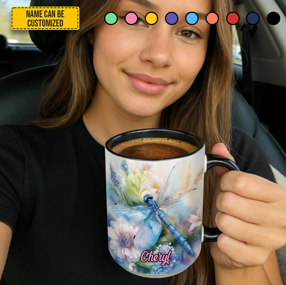 Personalized Dragonfly Accent Mug Dragonfly Flowers Dragonfly Themed Gift Items - Image 5