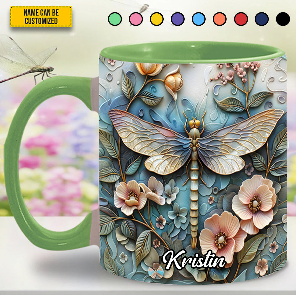 Personalized Dragonfly Accent Mug Dragonfly Flowers Great Dragonfly Lover Gift Ideas - Image 3