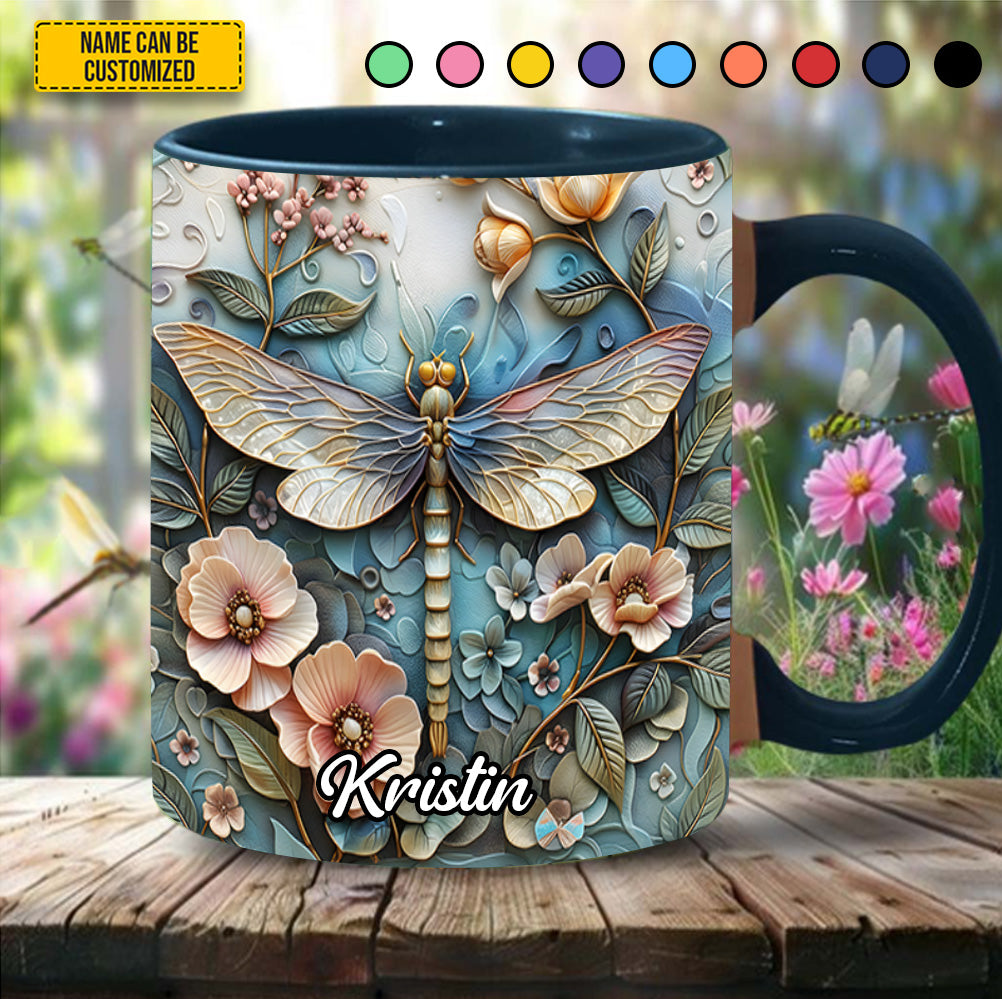 Personalized Dragonfly Accent Mug Dragonfly Flowers Great Dragonfly Lover Gift Ideas - Image 2