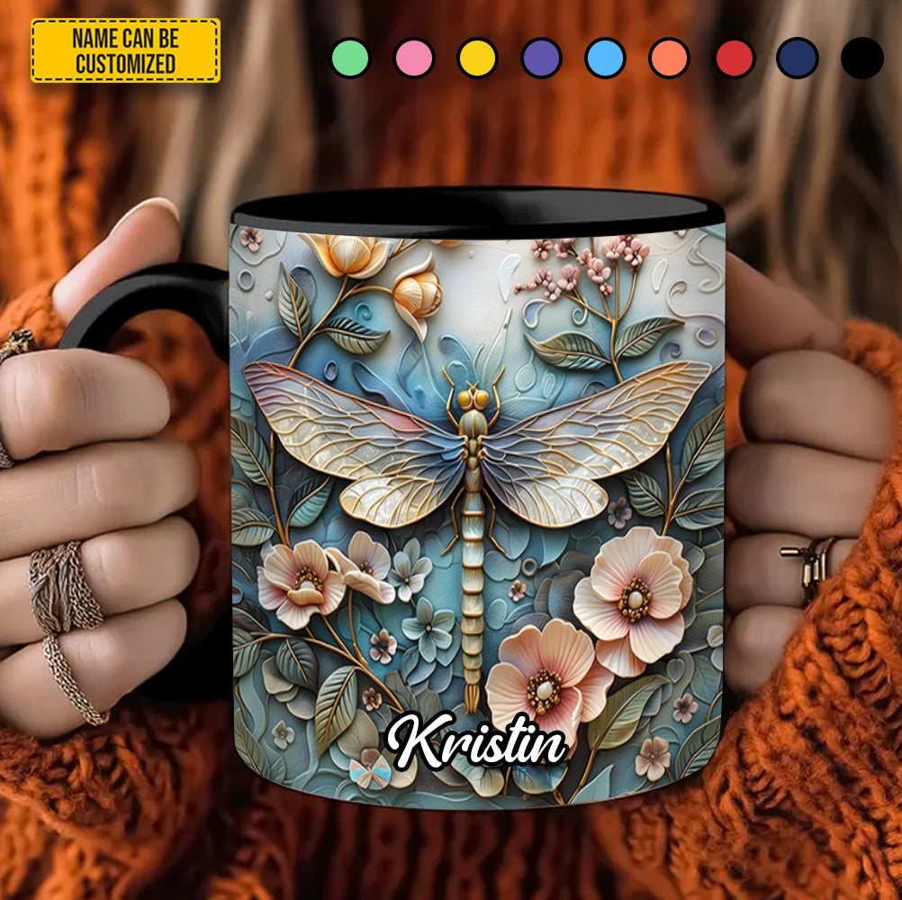 Personalized Dragonfly Accent Mug Dragonfly Flowers Great Dragonfly Lover Gift Ideas - Image 4
