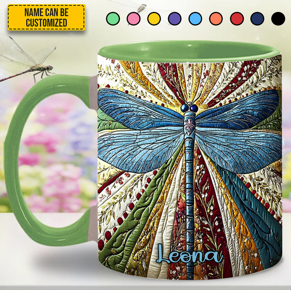 Personalized Dragonfly Accent Mug Dragonfly Golden Best Dragonfly Presents - Image 3