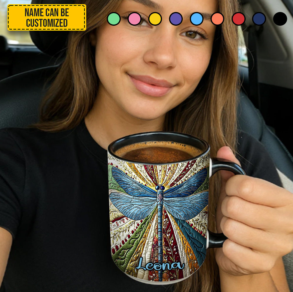 Personalized Dragonfly Accent Mug Dragonfly Golden Best Dragonfly Presents - Image 4