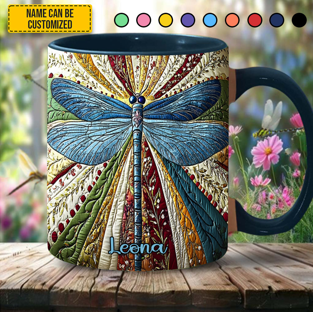 Personalized Dragonfly Accent Mug Dragonfly Golden Best Dragonfly Presents - Image 2