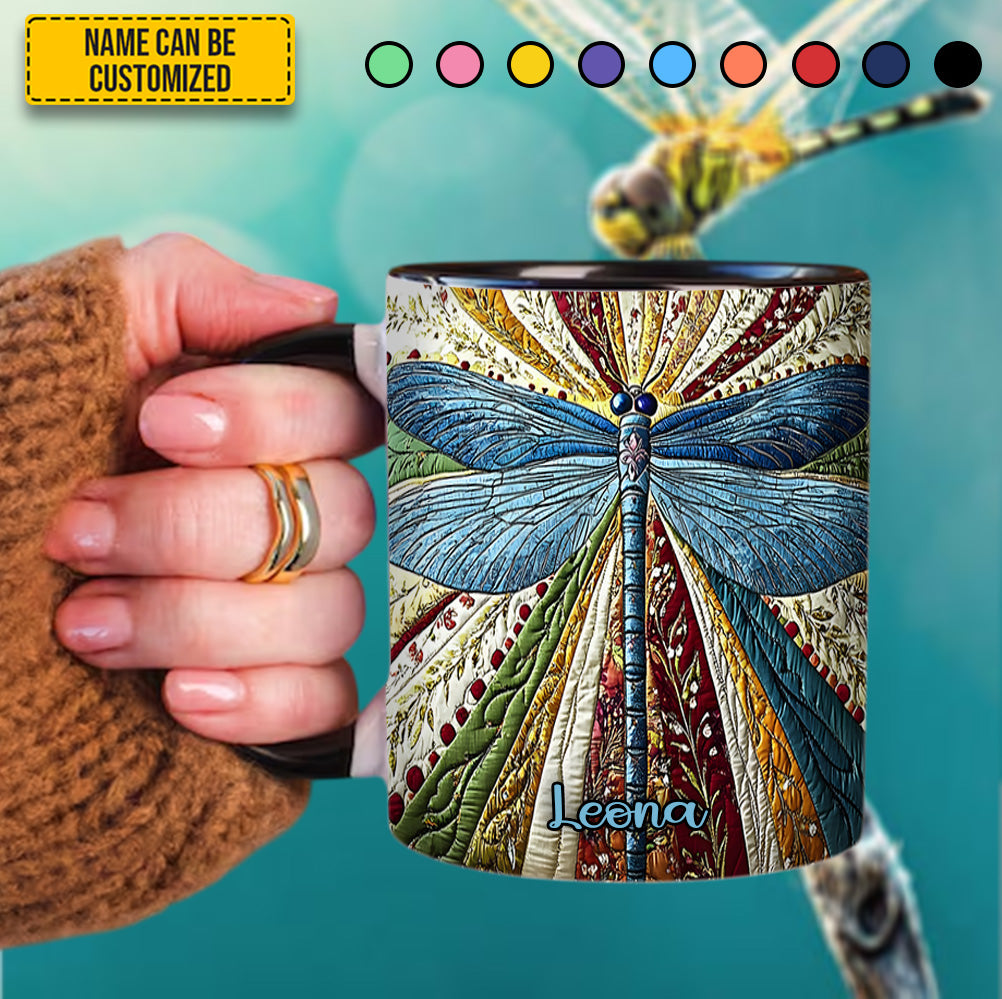 Personalized Dragonfly Accent Mug Dragonfly Golden Best Dragonfly Presents - Image 5