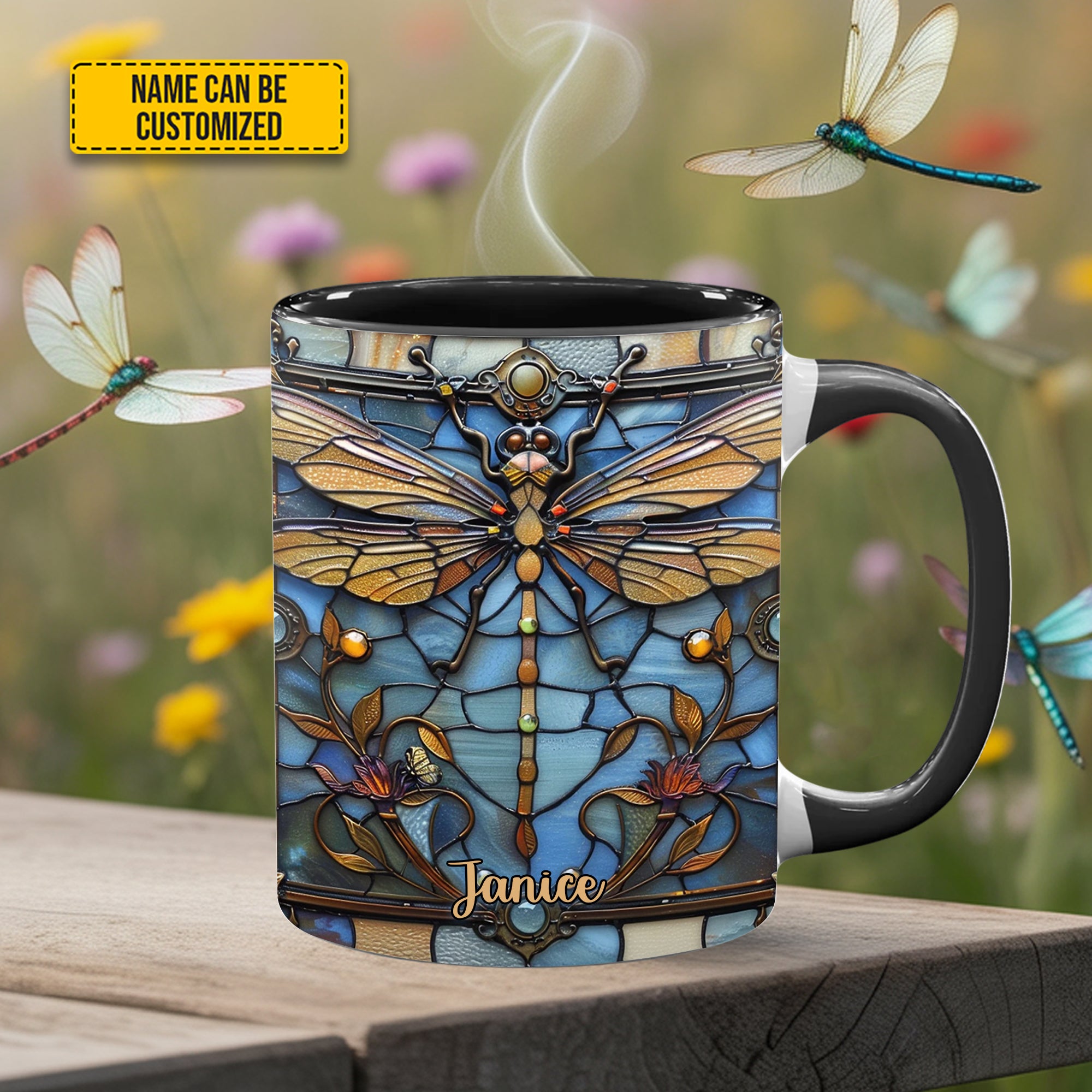 Personalized Dragonfly Accent Mug Love Dragonfly Birthday Presents For Dragonfly Lovers