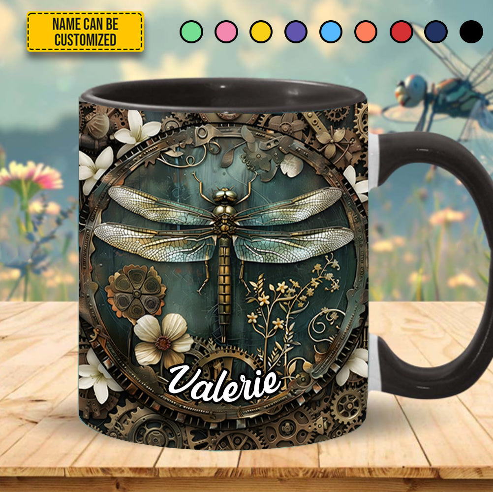 Personalized Dragonfly Accent Mug Vintage Dragonfly Floral Cute Dragonfly Lover Ideas For Gifts
