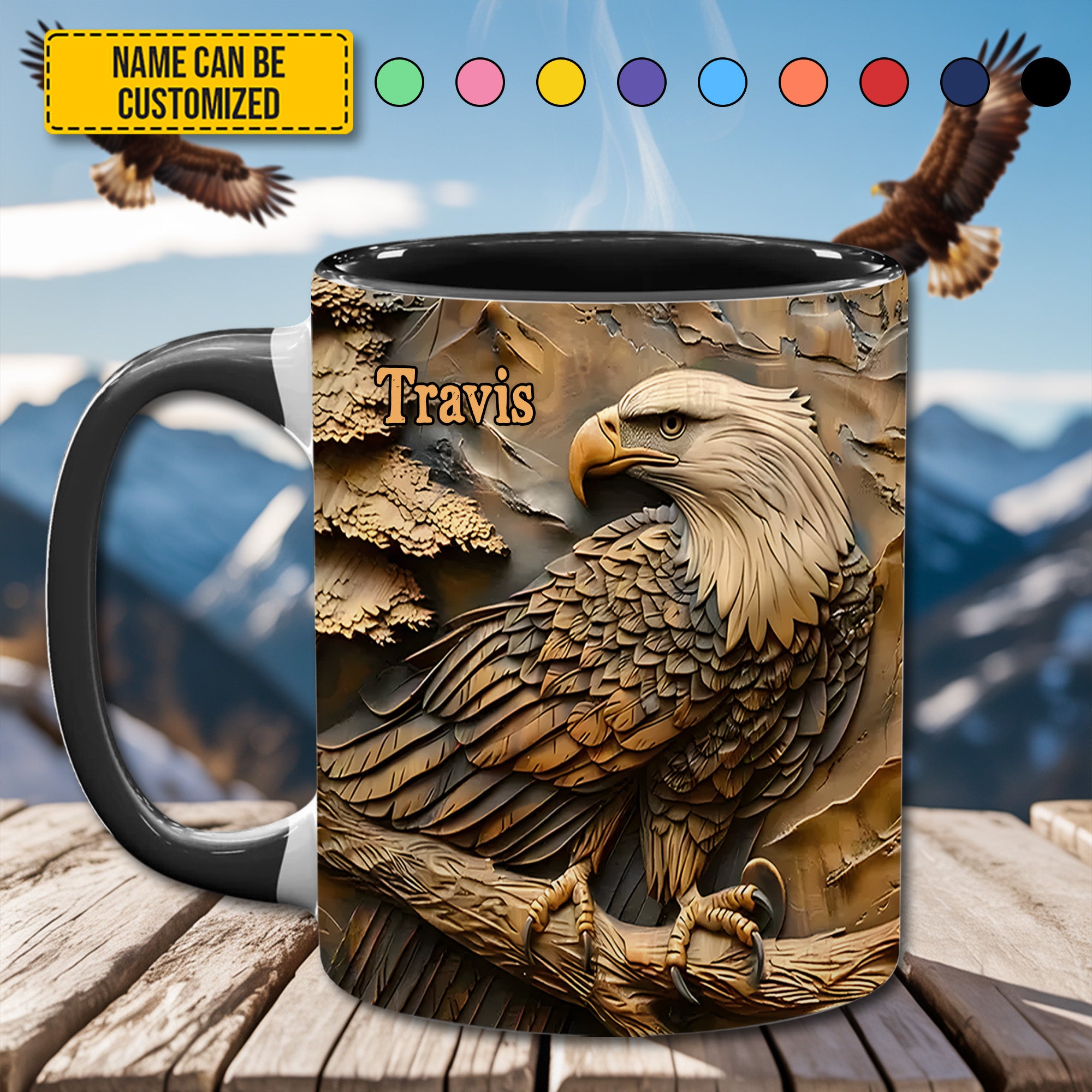 Personalized Eagle Accent Mug Strong Eagle Unique Gift For Grandma