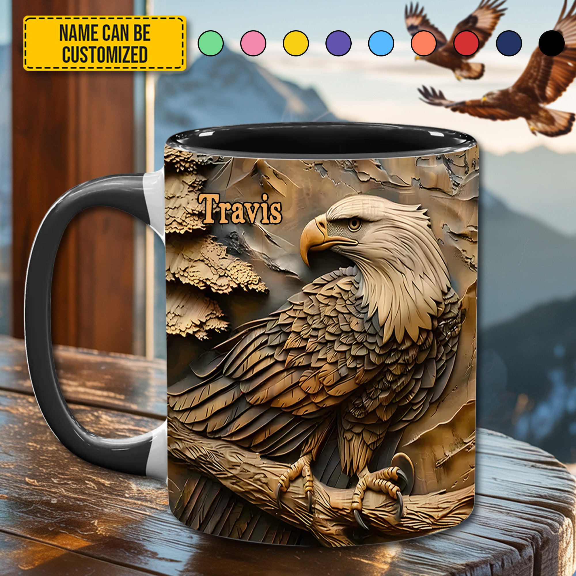 Personalized Eagle Accent Mug Strong Eagle Unique Gift For Grandma - Image 2