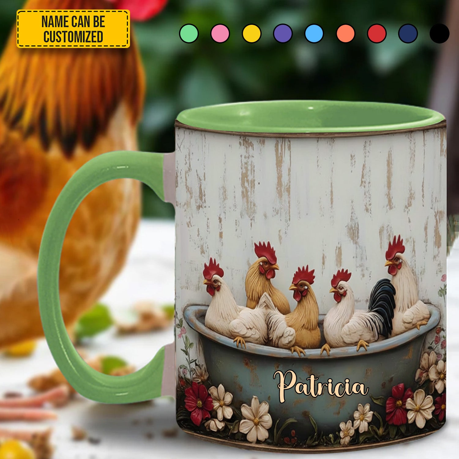 Personalized Farm Chicken Accent Mug Gifts For People Who Love Chickens