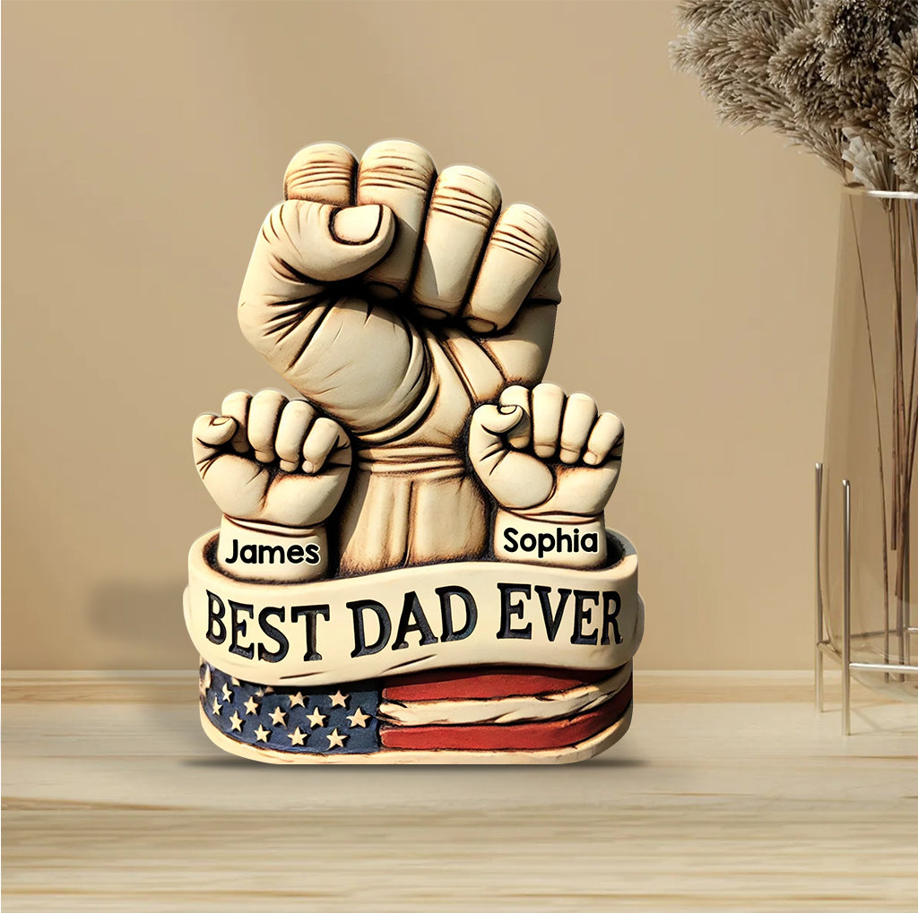 Personalized Father Custom Shaped Acrylic Plaque Dad And Kids Hands Father's Day Present Ideas - Image 3