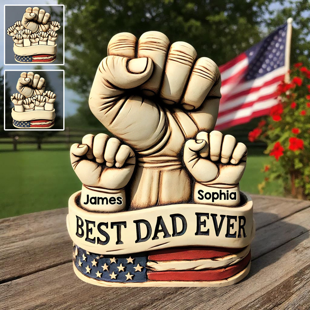Personalized Father Custom Shaped Acrylic Plaque Dad And Kids Hands Father's Day Present Ideas