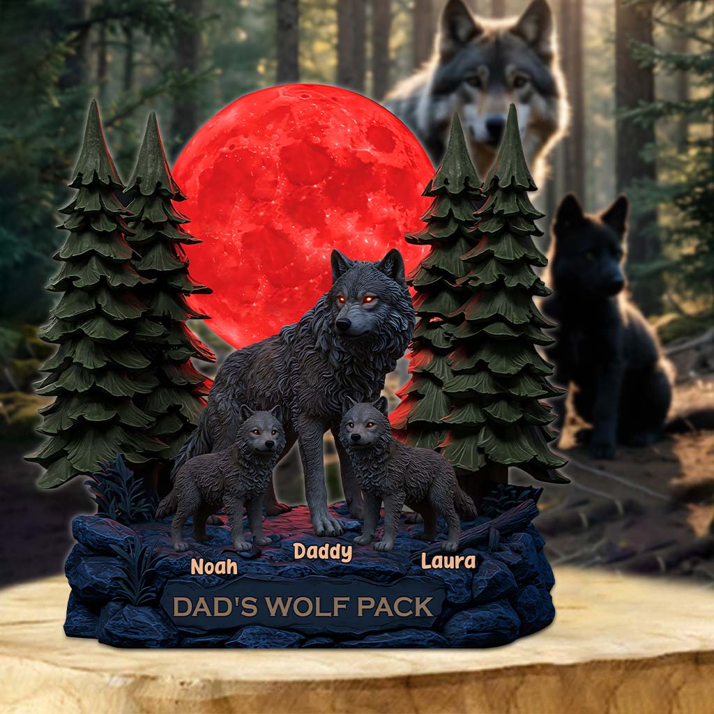 Personalized Father Custom Shaped Acrylic Plaque My Wolf Pack Gift For Dad, Grandpa Father's Day Gifts
