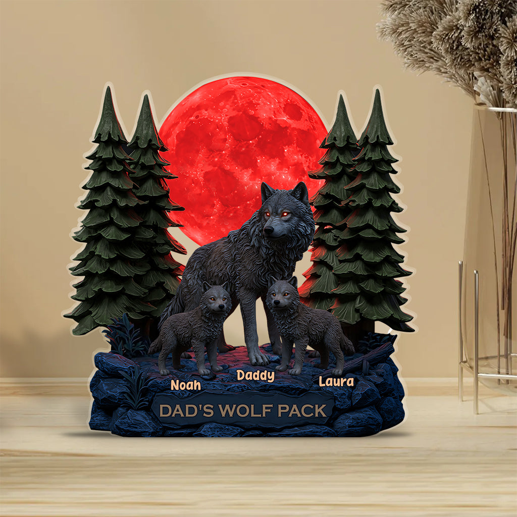Personalized Father Custom Shaped Acrylic Plaque My Wolf Pack Gift For Dad, Grandpa Father's Day Gifts - Image 3