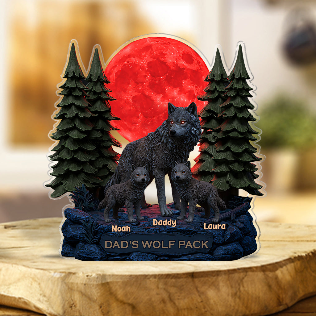 Personalized Father Custom Shaped Acrylic Plaque My Wolf Pack Gift For Dad, Grandpa Father's Day Gifts - Image 2