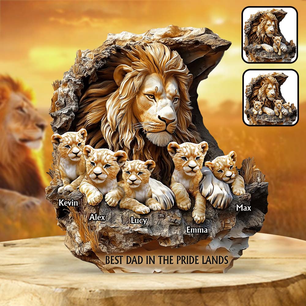 Personalized Father Custom Shaped Acrylic Plaque Papa Lion Best Father's Day Gifts