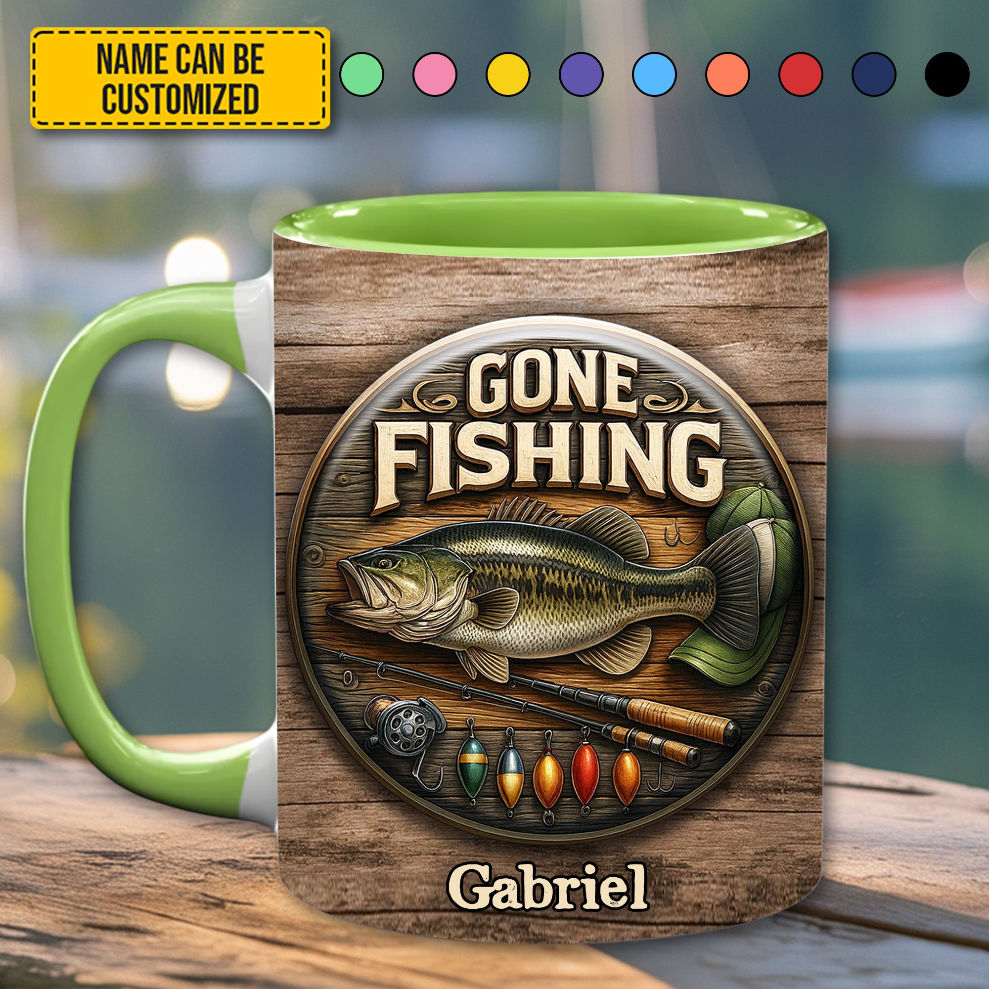 Personalized Fishing Accent Mug Gone Fishing Gift For Fishing Hobbyists